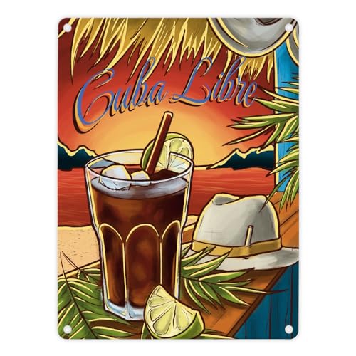 Cuba Libre Metallschild in 15x20 cm - The Cocktail Series - Retro Drink Motiv schönes Vintage Dekoschild für die Hausbar oder dein Restaurant eine stilvolle Art etwas Farbe an die von speecheese
