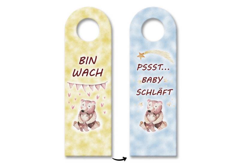 speecheese Dekohänger Bären Mama und Baby Türhänger schläft oder ist wach Warnschild filz von speecheese