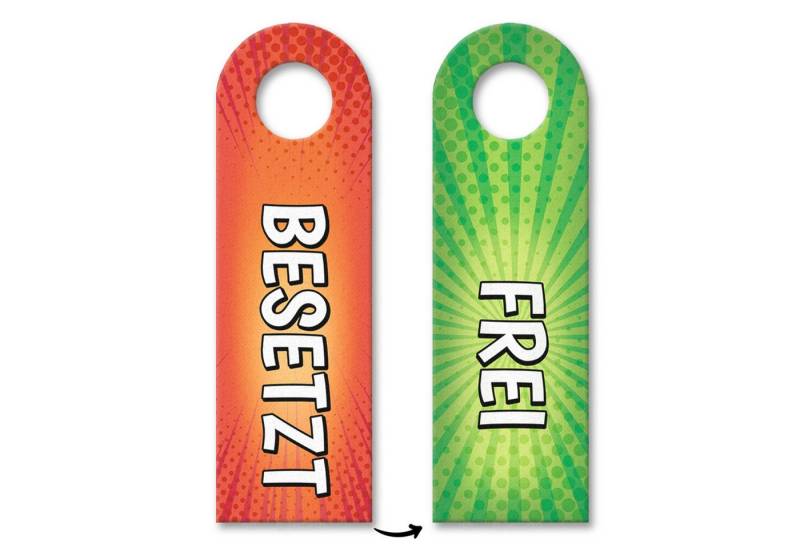 speecheese Dekohänger Besetzt oder Frei Türhänger mit Comic Muster WC Klo Toilette Türe Bad von speecheese