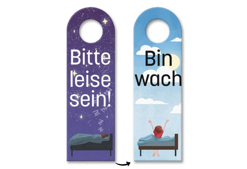 speecheese Dekohänger Bitte leise sein oder Bin wach Türhänger 10er Set mit Bett unter von speecheese