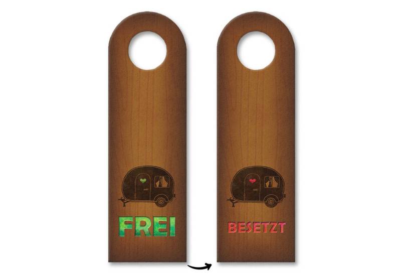 speecheese Dekohänger Frei oder Besetzt Camping Türhänger mit Muster Rustikal Klo WC Holz von speecheese