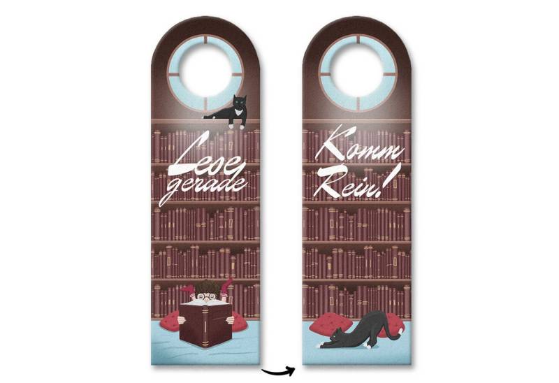 speecheese Dekohänger Lese gerade oder Komm rein Türhänger 10er Set mit Bücherregal und von speecheese