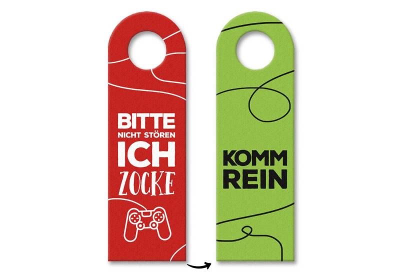 speecheese Dekohänger Nicht stören ich zocke oder Komm rein Türhänger in rot grün mit Motiv von speecheese