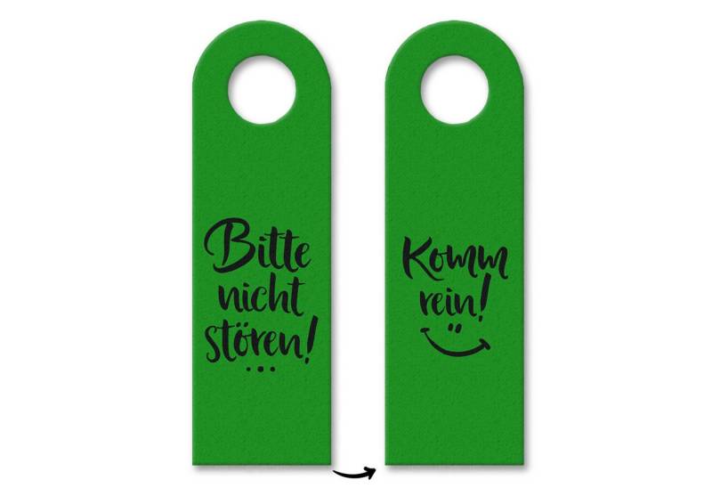 speecheese Dekohänger Nicht stören oder Komm rein Türhänger in Grün mit lachendem Gesicht von speecheese