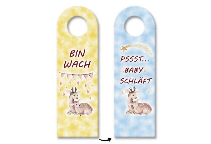 speecheese Dekohänger Reh Mama und Rehkitz Türhänger Baby schläft oder ist wach Warnschild von speecheese