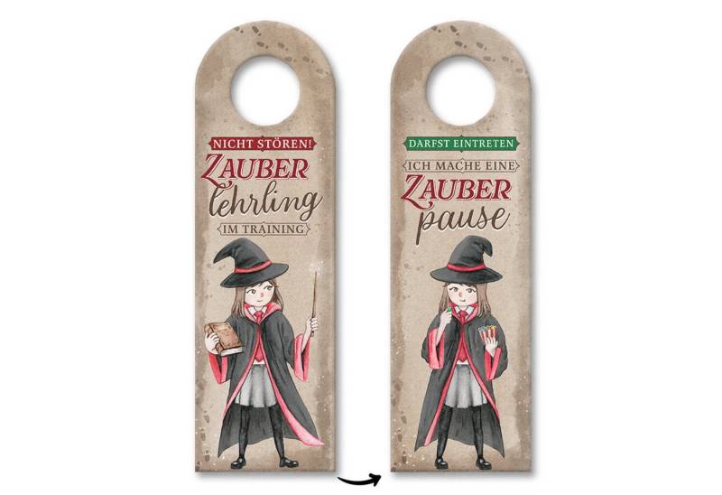 speecheese Dekohänger Zauberlehrling im Training Türhänger mit Zauberschülerin in rot von speecheese