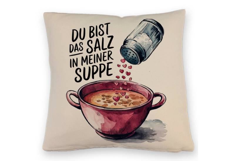 speecheese Dekokissen Du bist das Salz Kissen mit Leinenoptik Salzstreuer und Suppe von speecheese