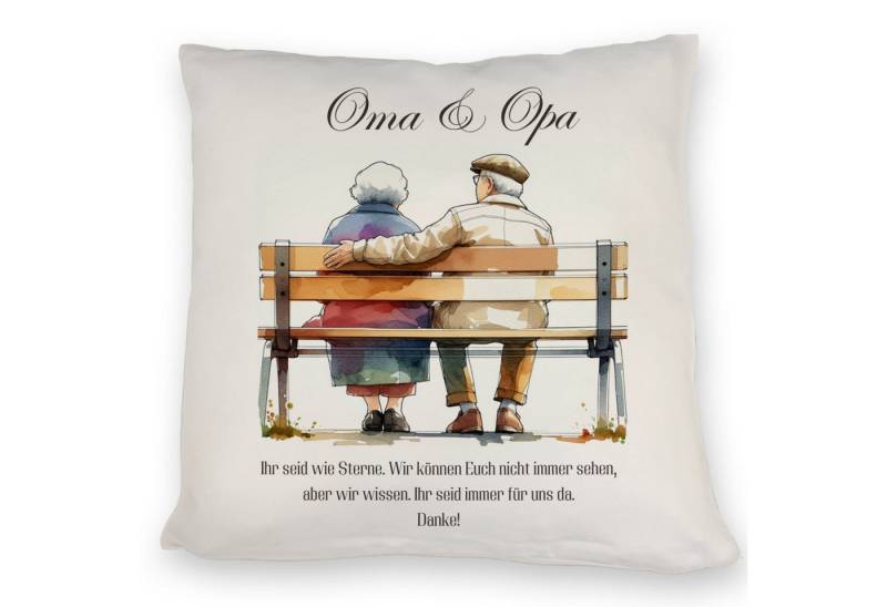 speecheese Dekokissen Oma und Opa auf Bank Kissen von speecheese