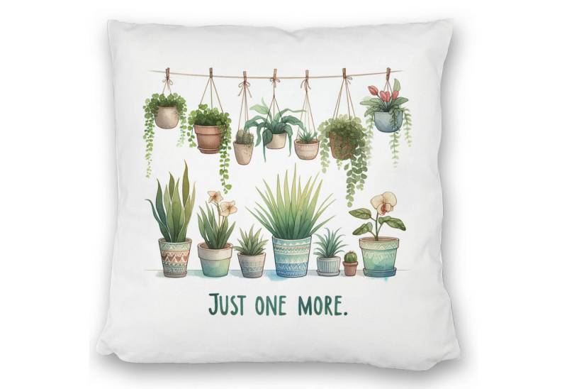 speecheese Dekokissen Pflanzen machen glücklich Kissen satiniert mit Spruch Just one more von speecheese