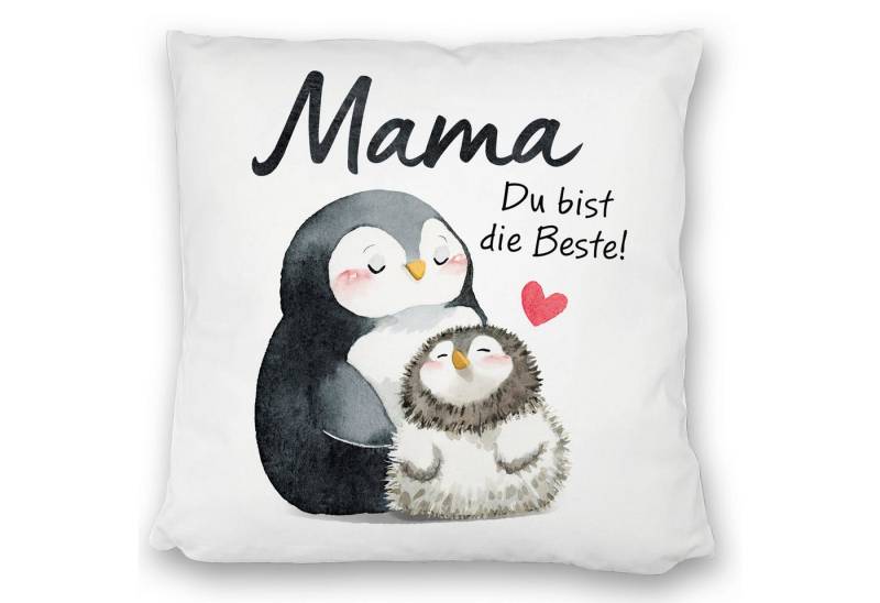 speecheese Dekokissen Pinguin Mutter und Kind Kissen satiniert mit Spruch Mama du bist die von speecheese