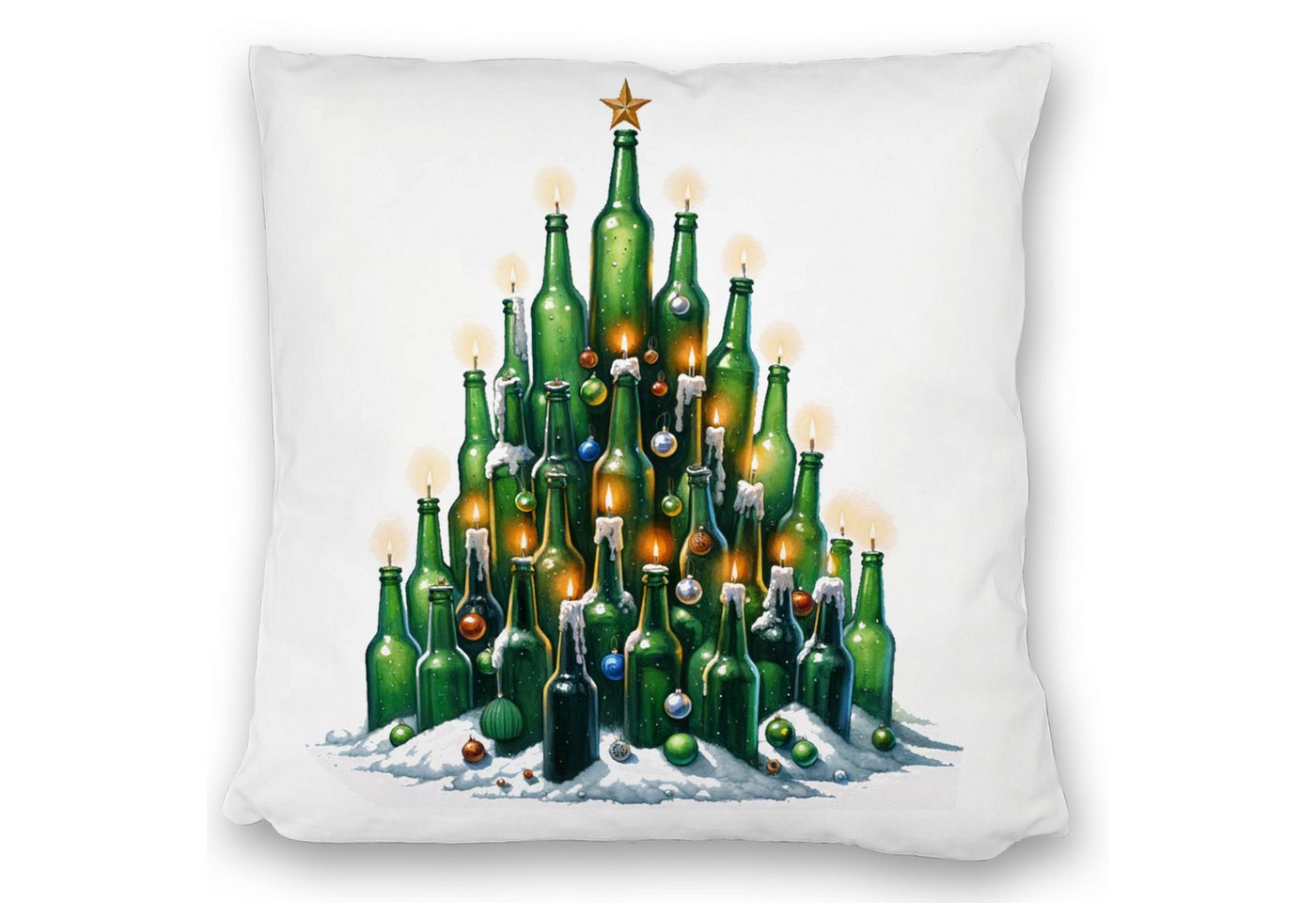 speecheese Dekokissen Weihnachtsbaum aus Bierflaschen Kissen satiniert speecheese Dekokissen Weihnachtsbaum aus Bierflaschen Kissen satiniert von speecheese