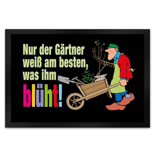 speecheese Der Gärtner weiß, was ihm blüht! Fußmatte XL in 40x60 cm Garten Schmutzfangmatte für Gärtner Humor von speecheese