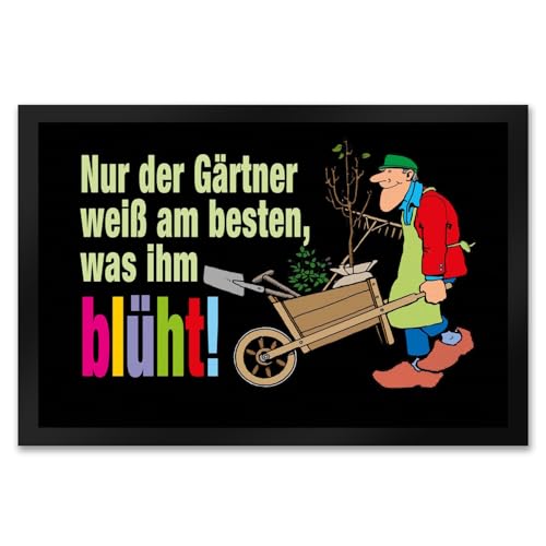 speecheese Der Gärtner weiß, was ihm blüht! Fußmatte XXL in 50x75 cm Garten Schmutzfangmatte für Gärtner Humor von speecheese