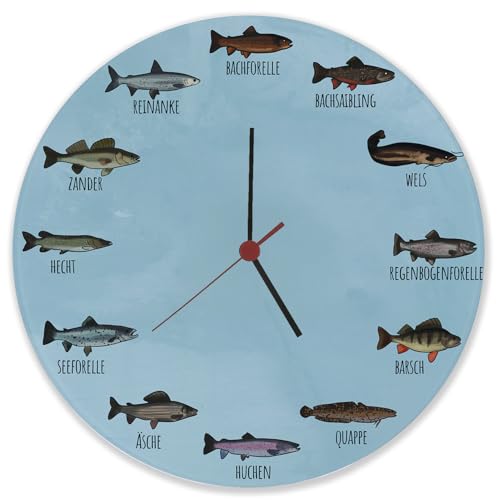 speecheese Deutsche Fischarten Wanduhr aus Glas Uhr mit Fischen aus Deutschen Gewässern witzige Idee für Angler als Deko für das Vereinsheim, die Garage oder den Keller speecheese Deutsche Fischarten Wanduhr aus Glas Uhr mit Fischen aus Deutschen Gewässern witzige Idee für Angler als Deko für das Vereinsheim, die Garage oder den Keller von speecheese