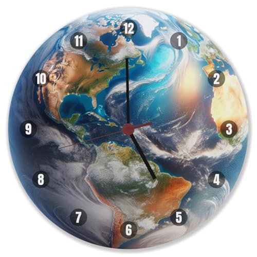 speecheese Erdkugel Wanduhr Weltkugel Globus Design Planet Erde Motiv Stilvolle Wanduhr für Weltenbummler Dekorative Kugel Sphäre Uhr von speecheese