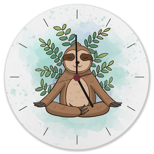 speecheese Faultier Meditation Wanduhr Lustige Uhr für mehr Achtsamkeit Besinnlichkeit mit witzigem Sloth Motiv für entspannte Menschen von speecheese