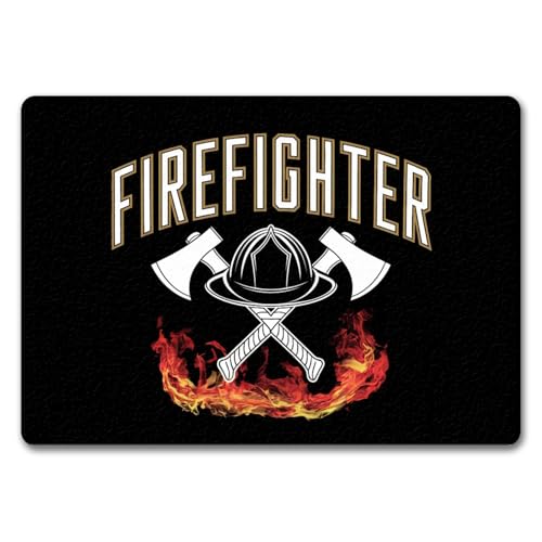 speecheese Feuerwehrhelm Firefighter Fußmatte in 35x50 cm ohne Rand für Feuerwehrleute Türmatte mit lustigem Feuerwehr-Spruch von speecheese
