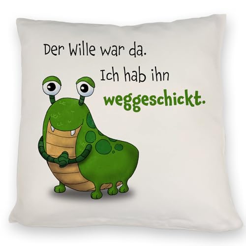 speecheese Freches Monster in grün Kissen mit lustigem Spruch EIN lustiges DekoKissen für die Couch grünes Spruch kuscheliger Kissen bezug Sofa niedliches Ungeheuer von speecheese