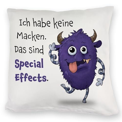 speecheese Freches Monster in lila Kuschelkissen mit lustigem Spruch EIN lustiges DekoKuschelkissen für die Couch dunkelblaues Spruch Motiv KuschelKuschelkissen Sofa Ungeheuer niedlich von speecheese