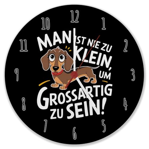 speecheese Fröhlicher Dackel - Großartig Sein Wanduhr Illustration eines fröhlichen Dackels mit rotem Halsband - humorvolle deutsche Texte ergänzen das Design speecheese Fröhlicher Dackel - Großartig Sein Wanduhr Illustration eines fröhlichen Dackels mit rotem Halsband - humorvolle deutsche Texte ergänzen das Design von speecheese