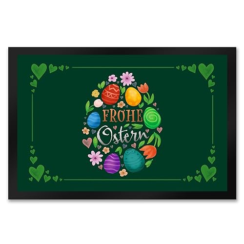 speecheese Frohe Ostern Fußmatte XXL in 50x75 cm mit Frühlingsmotiven als Dekoration zum Frühling für Haus und Terrasse um Deine Gäste am Ostersonntag willkommen zu heißen von speecheese