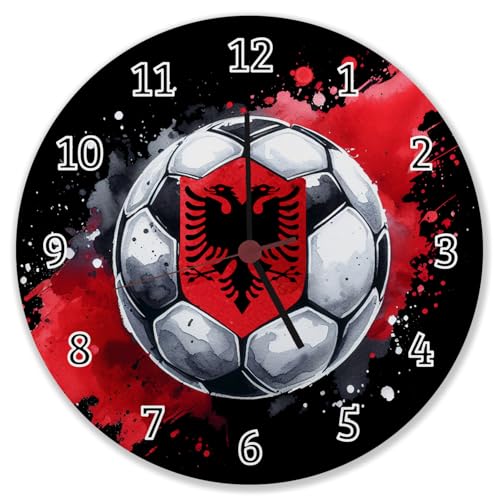 speecheese Fußball Albanien Wanduhr Flagge Nation Sport Ball schwarz-rot Adler Ländersymbol speecheese Fußball Albanien Wanduhr Flagge Nation Sport Ball schwarz-rot Adler Ländersymbol von speecheese