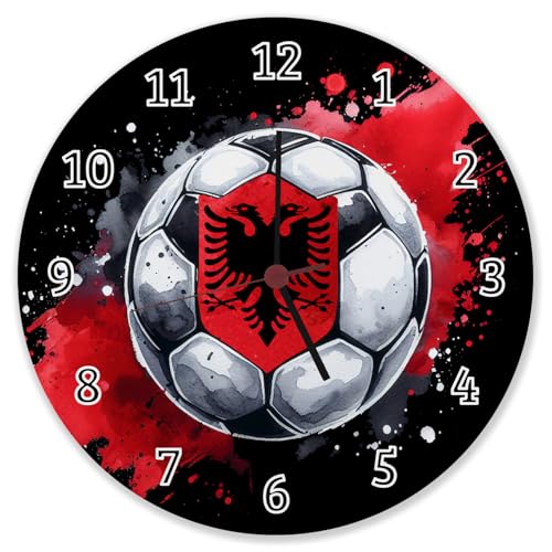 speecheese Fußball Albanien Wanduhr aus Alu Flagge Nation Sport Ball schwarz-rot Adler Ländersymbol speecheese Fußball Albanien Wanduhr aus Alu Flagge Nation Sport Ball schwarz-rot Adler Ländersymbol von speecheese