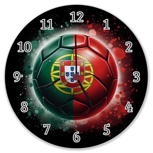 Fußball Portugal Flagge Wanduhr EM 2024 Sportliche Wanduhr in grün-rot mit Ball-Motiv - Perfekt für alle portugiesischen Fußballfans Fußball Portugal Flagge Wanduhr EM 2024 Sportliche Wanduhr in grün-rot mit Ball-Motiv - Perfekt für alle portugiesischen Fußballfans von speecheese
