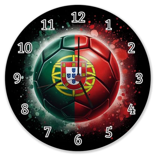 Fußball Portugal Flagge Wanduhr aus Alu EM 2024 Sportliche Wanduhr aus Alu in grün-rot mit Ball-Motiv - Perfekt für alle portugiesischen Fußballfans Fußball Portugal Flagge Wanduhr aus Alu EM 2024 Sportliche Wanduhr aus Alu in grün-rot mit Ball-Motiv - Perfekt für alle portugiesischen Fußballfans von speecheese