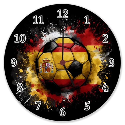 speecheese Fußball Spanien Flagge Wanduhr aus Alu EM 2024 Sport Nation rot gelb Ball speecheese Fußball Spanien Flagge Wanduhr aus Alu EM 2024 Sport Nation rot gelb Ball von speecheese