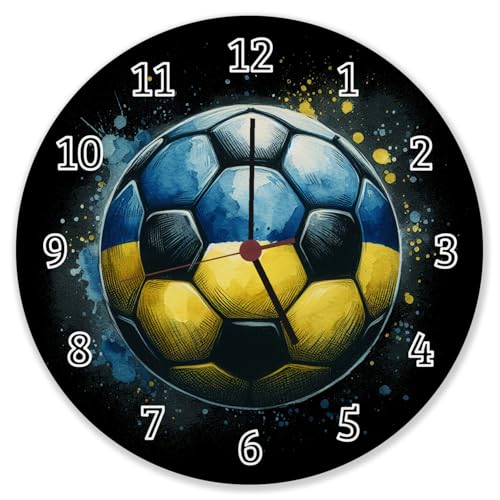 speecheese Fußball Ukraine Flagge Wanduhr aus Alu EM 2024 Europa Nationalfarben Blau Sportliche Deko für Fans des Ballspiels speecheese Fußball Ukraine Flagge Wanduhr aus Alu EM 2024 Europa Nationalfarben Blau Sportliche Deko für Fans des Ballspiels von speecheese