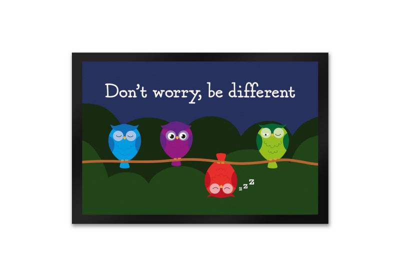 speecheese Fußmatte Eule Fußmatte XXL in 50x75 cm mit Spruch Dont worry be different speecheese Fußmatte Eule Fußmatte XXL in 50x75 cm mit Spruch Dont worry be different von speecheese