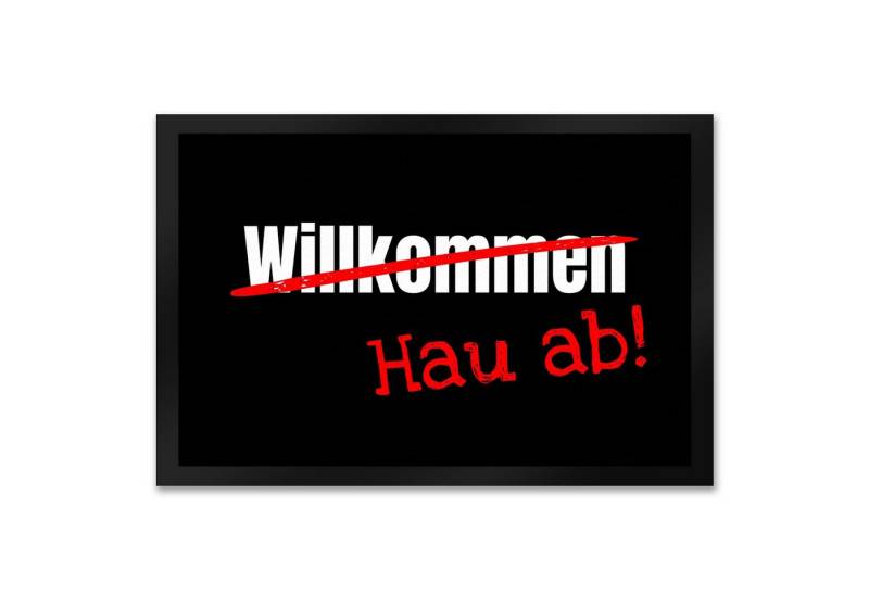 speecheese Fußmatte Fussmatte Willkommen - Hau ab mit lustigem Spruch schwarz von speecheese