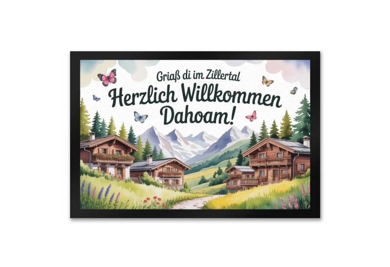 speecheese Fußmatte Griaß di im Zillertal Fußmatte XXL in 50x75 cm Tiroler Chalets von speecheese