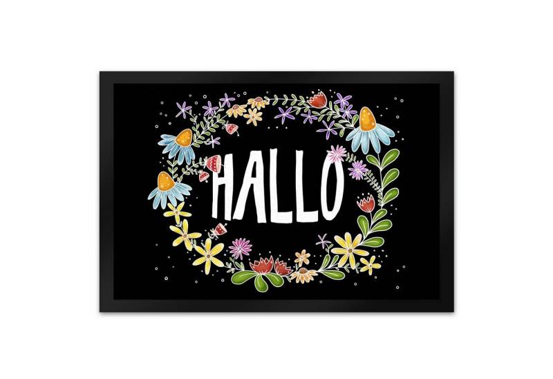 speecheese Fußmatte Hallo Fußmatte XL mit Blumen Motiv Fußabtreter Türmatte von speecheese