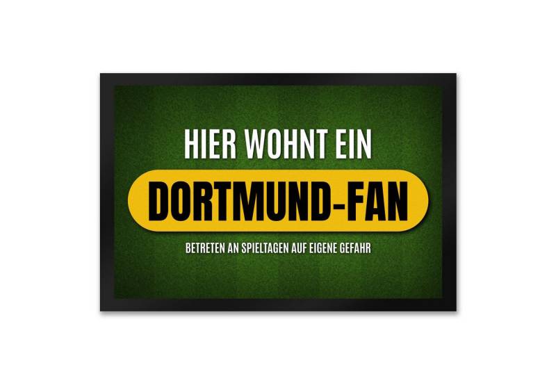 speecheese Fußmatte Hier wohnt ein Dortmund Fan Fußmatte XXL mit Rasen Motiv von speecheese