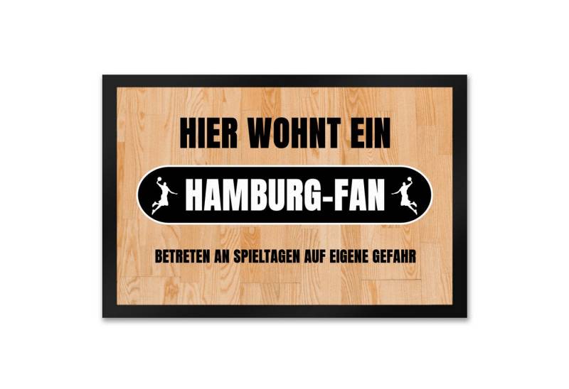 speecheese Fußmatte Hier wohnt ein Hamburg Fan Fußmatte XXL in 50x75 cm mit Motiv von speecheese