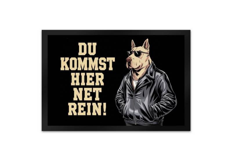 speecheese Fußmatte Türsteher Hund in Lederjacke Fußmatte XL 40x60 cm Du kommst hier net von speecheese