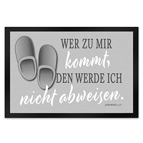 speecheese Fußmatte XL in 40x60 cm mit Bibelvers aus dem Johannes Evangelium in grau besonderer Fußabtreter um den Hausflur zu dekorieren für Liebhaber von Gott Bibel Glaube Johannes von speecheese