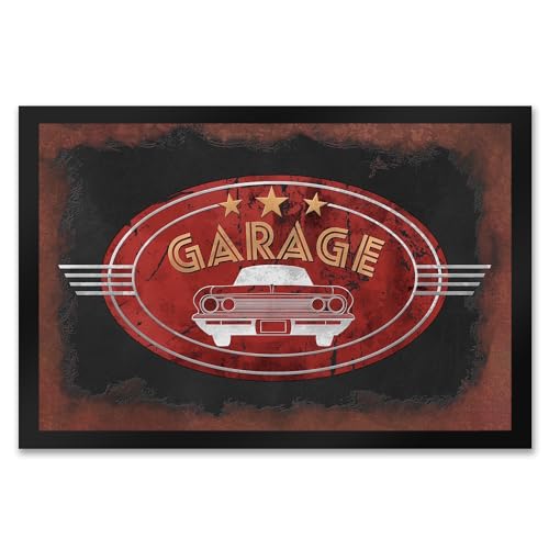 speecheese Garage Fußmatte XXL in 50x75 cm in Metalloptik mit Automotiv witzige Fußmatte XXL in 50x75 cm in Retrooptik Geschenk für Väter und KFZ-Mechaniker Fußabstreifer im Rostlook von speecheese