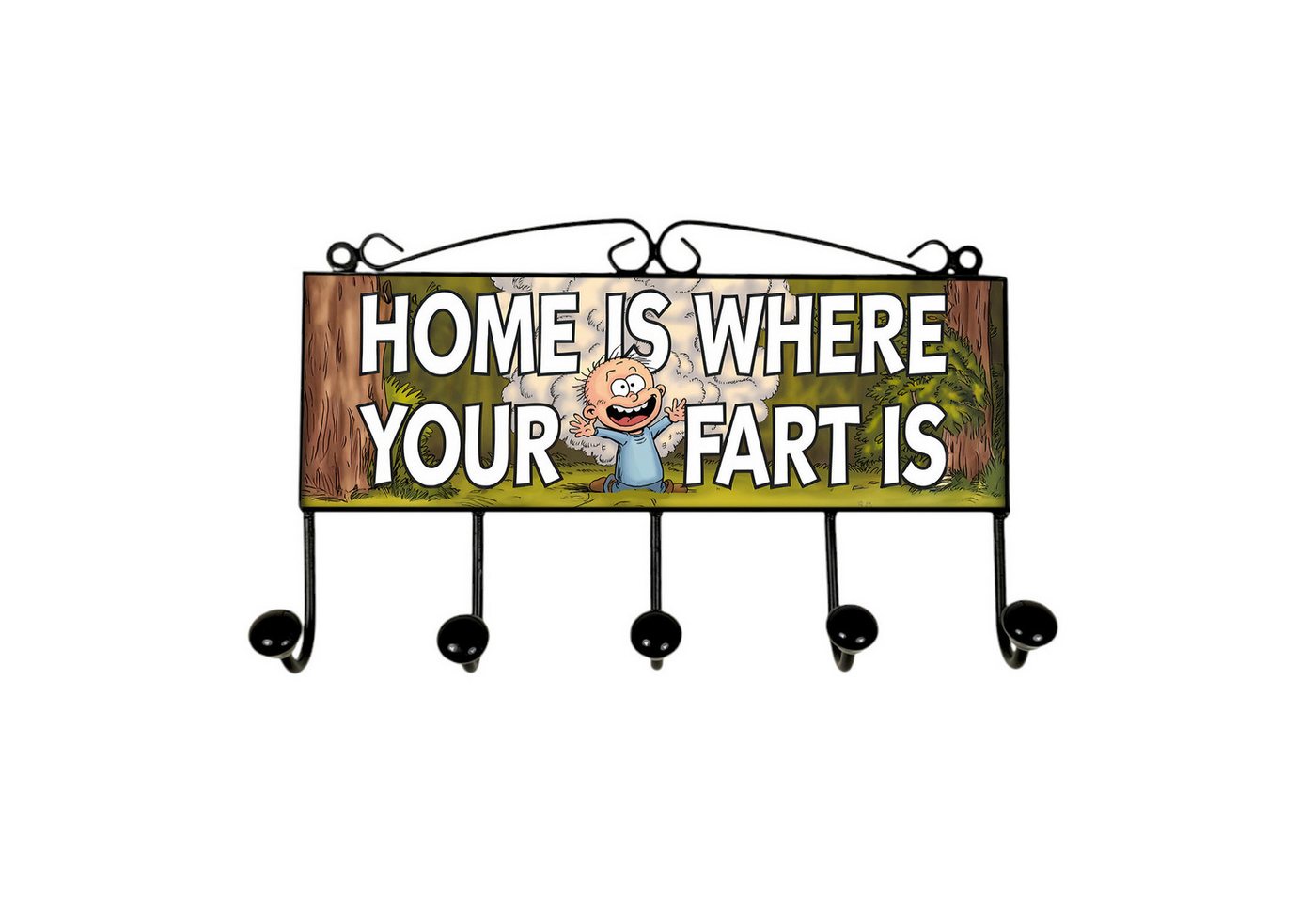 speecheese Garderobenleiste Home is where your fart is Kleiderhaken Leiste mit 5 Haken speecheese Garderobenleiste Home is where your fart is Kleiderhaken Leiste mit 5 Haken von speecheese