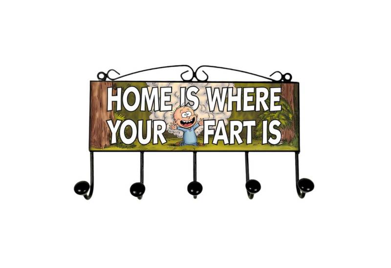 speecheese Garderobenleiste Home is where your fart is Kleiderhaken Leiste mit 5 Haken von speecheese