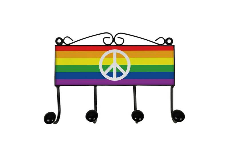 speecheese Garderobenleiste Regenbogen Friedenszeichen Kleiderhaken Leiste mit 4 Haken - Peace speecheese Garderobenleiste Regenbogen Friedenszeichen Kleiderhaken Leiste mit 4 Haken - Peace von speecheese