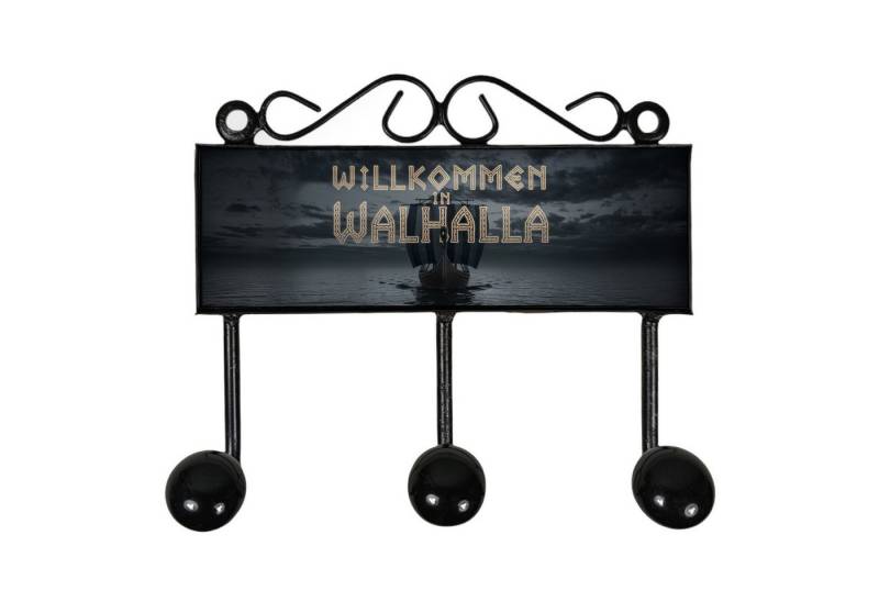speecheese Garderobenleiste Willkommen in Walhalla Kleiderhaken Leiste mit 3 Haken Wikingerschiff von speecheese