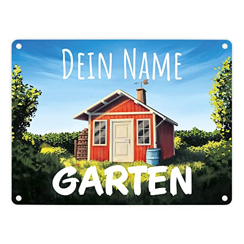 speecheese Gartenhaus Metallschild - personalisiert mit deinem Namen - als Dekoration für den Garten oder Schrebergarten um Freunden und Besuchern zu Zeigen WEM die Gartenhütte gehört Kleingarten von speecheese