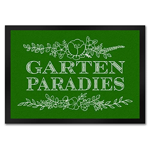 speecheese Gartenparadies Fußmatte in 35x50 cm in grün mit floralen Ornamenten als hübsche Dekoration für den eigenen Garten, Schrebergarten oder die Terrasse für alle mit grünem Daumen von speecheese