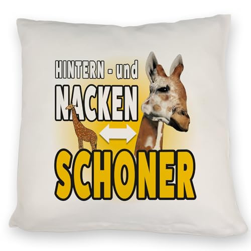 speecheese Giraffen Kissen mit Spruch Hintern- und Nackenschoner EIN tolles Kissen zum Geburtstag für Freunde und Familie die Tiere lieben und verspannt sind von speecheese