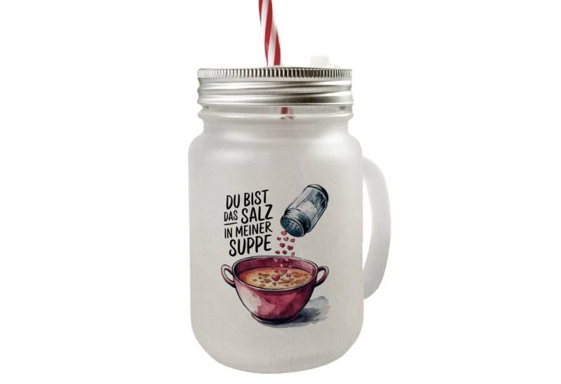 speecheese Glas Du bist das Salz Mason Jar Henkel Trinkglas mit Deckel Salzstreuer von speecheese