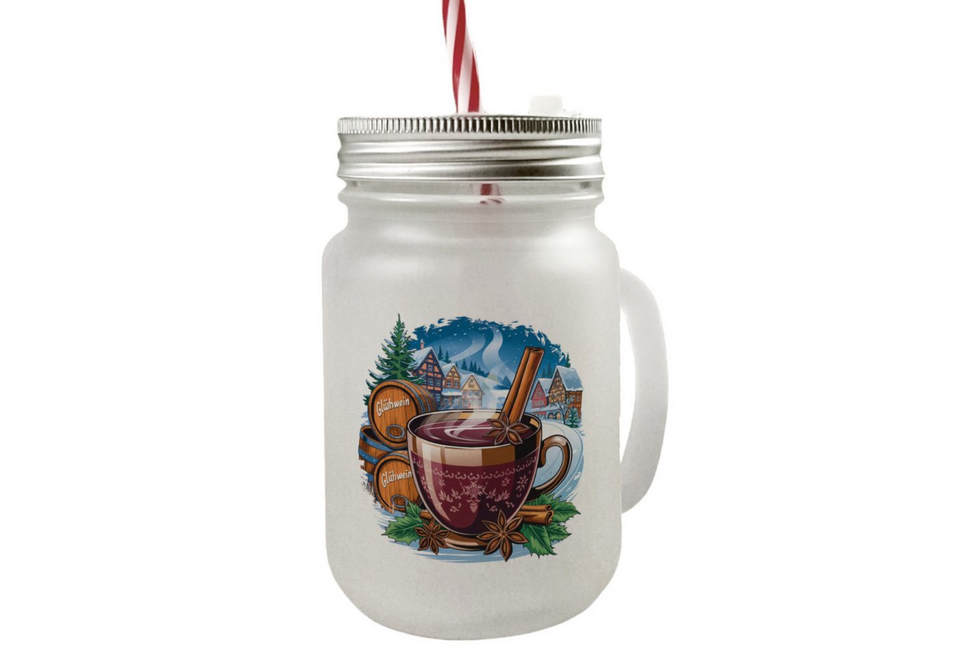 speecheese Glas Winterlandschaft mit Glühweintasse Mason Jar Henkel Trinkglas Deckel speecheese Glas Winterlandschaft mit Glühweintasse Mason Jar Henkel Trinkglas Deckel von speecheese