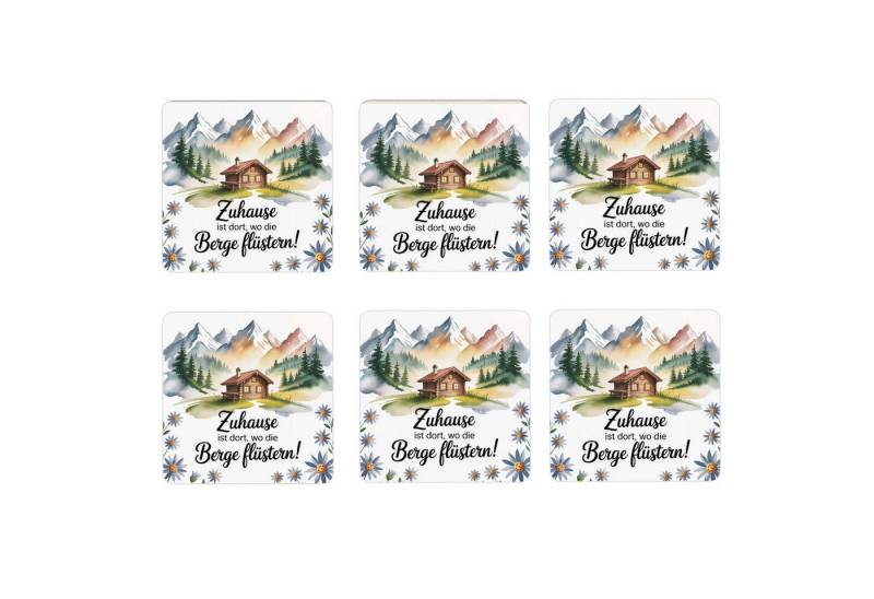 speecheese Glasuntersetzer Allgäu Almhütte 6er Set Untersetzer aus Holz - Berge flüstern von speecheese